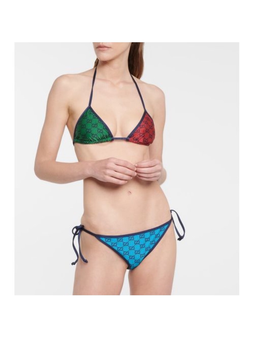 Gucci Green-Red-Blue Triangle Bikini Set